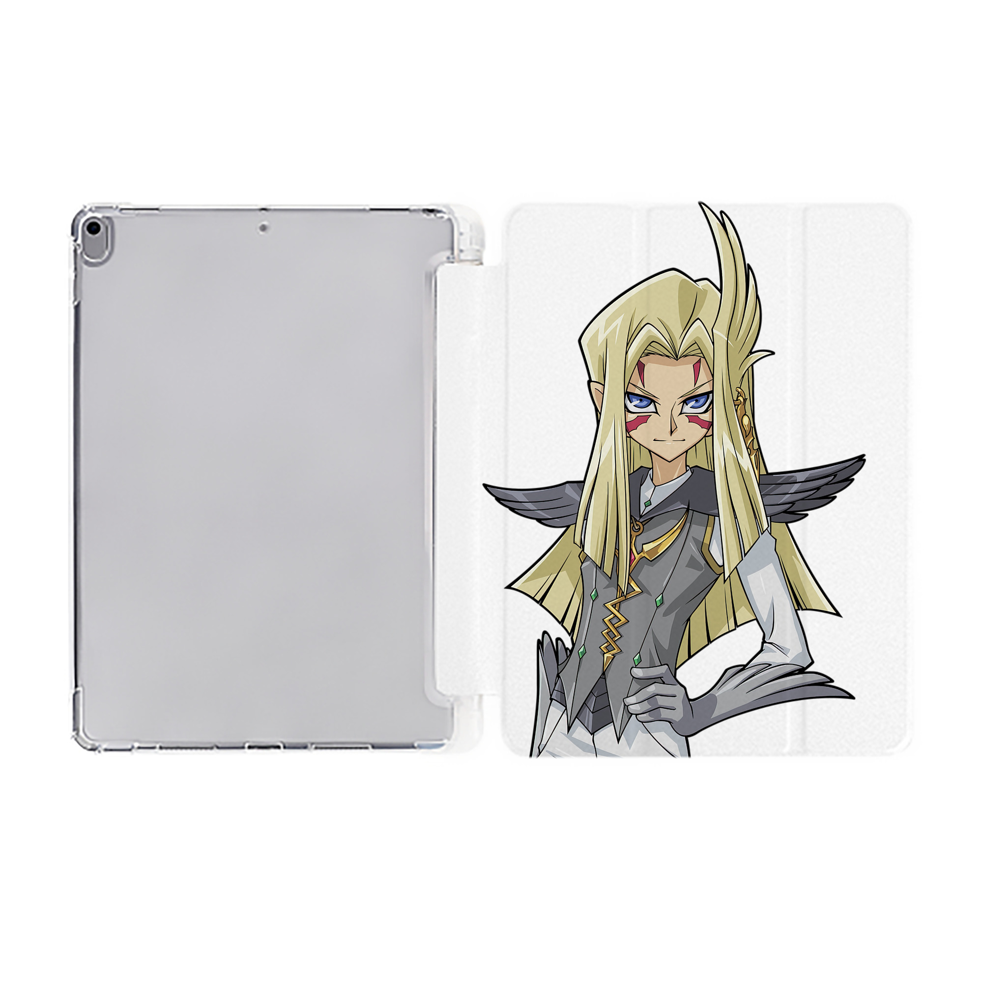 （画像用） 遊☆戯☆王 Yu-Gi-Oh! IPad ケース ペン収納付き 三つ折りスタンド PUレザー×シリコン 対応機種9.5/10.5/10.9インチ